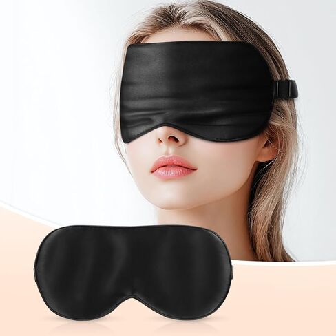 Natural Pure Silk Sleep Mask，Soft Filling，Breathable Blackout Mulberry Silk Eye Mask for Women Men，Super-Smooth Satin Shade Cover for Sleeping，Free-Comfort Eye Cover for Night，Travel，Nap in Kuwait