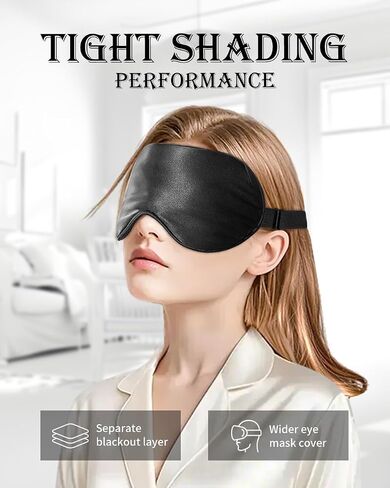 Natural Pure Silk Sleep Mask，Soft Filling，Breathable Blackout Mulberry Silk Eye Mask for Women Men，Super-Smooth Satin Shade Cover for Sleeping，Free-Comfort Eye Cover for Night，Travel，Nap in Kuwait
