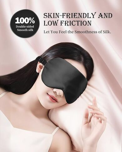 Natural Pure Silk Sleep Mask，Soft Filling，Breathable Blackout Mulberry Silk Eye Mask for Women Men，Super-Smooth Satin Shade Cover for Sleeping，Free-Comfort Eye Cover for Night，Travel，Nap in Kuwait