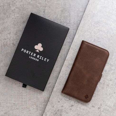 Porter Riley - علبة جلدية متوافقة مع Samsung Galaxy S24 Fe. قضية/محفظة/غطاء من الجلد الأصلي الممتاز (شوكولاتة بنية) in Kuwait