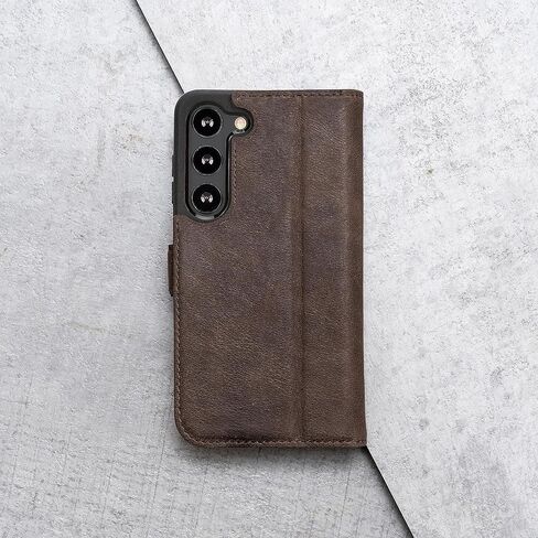 Porter Riley - علبة جلدية متوافقة مع Samsung Galaxy S24 Fe. قضية/محفظة/غطاء من الجلد الأصلي الممتاز (شوكولاتة بنية) in Kuwait
