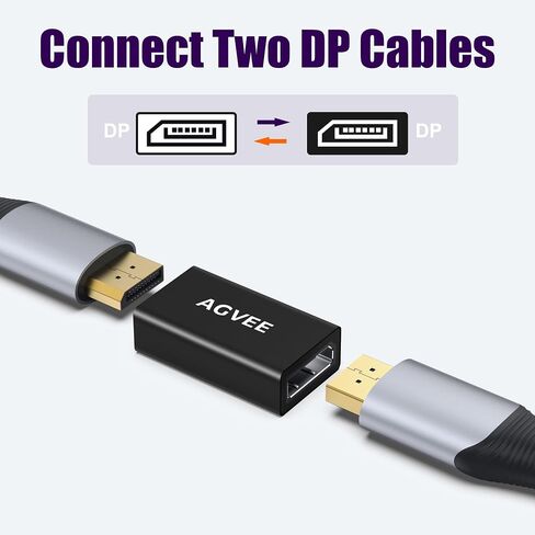 Agvee 2 Pack Displayport Adapter ، Alloy Shell 8K HDR DisplayPort (DP) 1.4 أنثى إلى امتداد امتداد Extender Extense ، متوافق مع الخلف مع 1.3 1.2 1.1 ، الرمادي in Kuwait