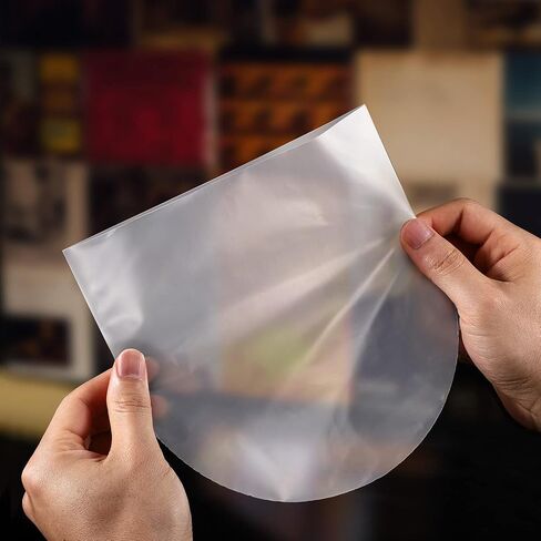 Facmogu 100 Pieces 7 Inch Round Bottom Vinyl Record Sleeves, U shaped Record Sleeves Interior Disc Cover for 45 RPM Records Collections, Crystal Clear Vinyl Covers for Protect LP Albums from Scratches in Saudi Arabia
