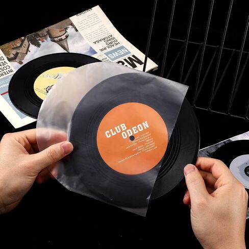 Facmogu 100 Pieces 7 Inch Round Bottom Vinyl Record Sleeves, U shaped Record Sleeves Interior Disc Cover for 45 RPM Records Collections, Crystal Clear Vinyl Covers for Protect LP Albums from Scratches in Saudi Arabia