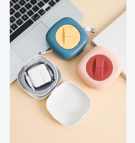 3 Pcs Data Cable Storage Boxes Retractable Cord Management Winders Portable Charging Cable Headphone Cable Rotatable Organizer Winder for Home Office Dormitory Travel (Medium) in Saudi Arabia
