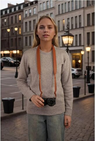 Camera Strap Classic Leather Neck Shoulder Straps for photographers, 2.3 inch Width Full Double Layer Leather with Soft Padded for DSLR Large Black in Saudi Arabia