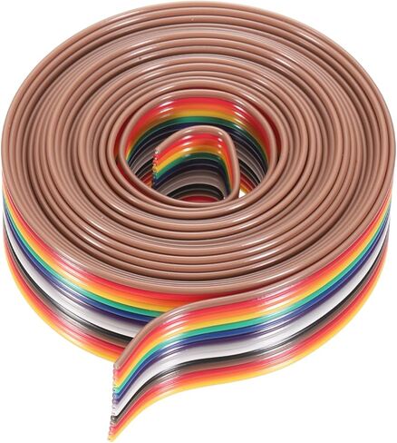 MECCANIXITY 1 Pcs 14 Pin Flat Rainbow Ribbon Cable 30 Ft 1.27mm Pitch Breadboard Jumper Wires for Electronic Projects in Kuwait