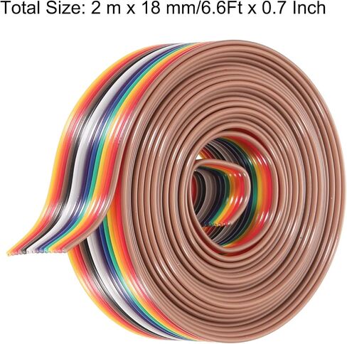 MECCANIXITY 1 Pcs 14 Pin Flat Rainbow Ribbon Cable 30 Ft 1.27mm Pitch Breadboard Jumper Wires for Electronic Projects in Kuwait