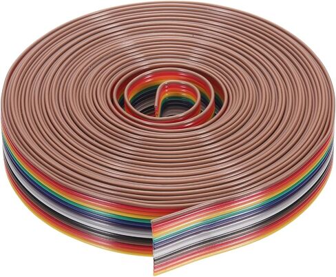 MECCANIXITY 1 Pcs 14 Pin Flat Rainbow Ribbon Cable 30 Ft 1.27mm Pitch Breadboard Jumper Wires for Electronic Projects in Kuwait