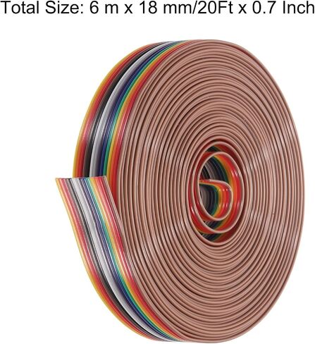 MECCANIXITY 1 Pcs 14 Pin Flat Rainbow Ribbon Cable 30 Ft 1.27mm Pitch Breadboard Jumper Wires for Electronic Projects in Kuwait