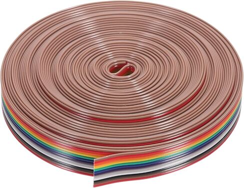 MECCANIXITY 1 Pcs 14 Pin Flat Rainbow Ribbon Cable 30 Ft 1.27mm Pitch Breadboard Jumper Wires for Electronic Projects in Kuwait