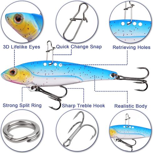 Fishing Lures Blade Bait Metal Vibe Fishing Jigging Spoons Vibrating Crankbait Swimbait Lures for Bass Walleye Trout Freshwater Saltwater in Saudi Arabia