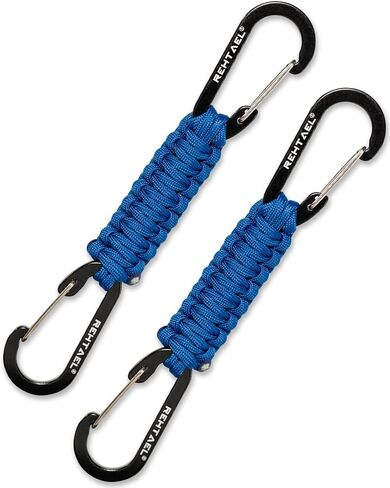 سلسلة مفاتيح Paracord مع مقطعان من Carabiner ، خطافات عربات شديدة التحمل لزجاجة المياه ، سلسلة مفاتيح المظلة العسكرية ، مقطع زجاجة ماء لحقيبة ظهر ، مفتاح ، رجال ، نساء (2Pack ؛ 2Black) in Kuwait
