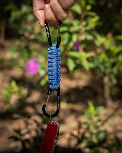 سلسلة مفاتيح Paracord مع مقطعان من Carabiner ، خطافات عربات شديدة التحمل لزجاجة المياه ، سلسلة مفاتيح المظلة العسكرية ، مقطع زجاجة ماء لحقيبة ظهر ، مفتاح ، رجال ، نساء (2Pack ؛ 2Black) in Kuwait