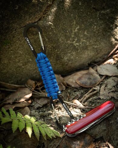 سلسلة مفاتيح Paracord مع مقطعان من Carabiner ، خطافات عربات شديدة التحمل لزجاجة المياه ، سلسلة مفاتيح المظلة العسكرية ، مقطع زجاجة ماء لحقيبة ظهر ، مفتاح ، رجال ، نساء (2Pack ؛ 2Black) in Kuwait