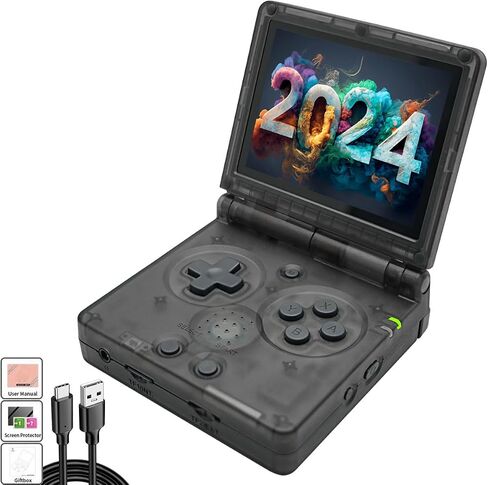 RG35XXSP Handheld Game Console 3.5-in Clamshell Flip Style Console System Silver in Saudi Arabia