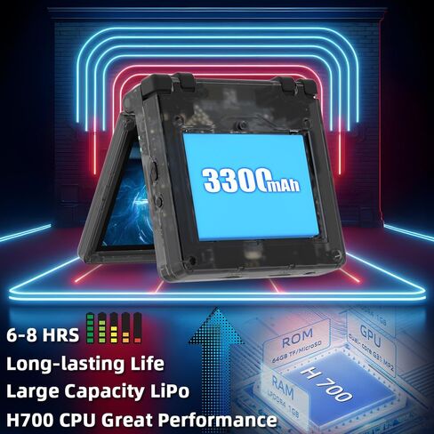 RG35XXSP Handheld Game Console 3.5-in Clamshell Flip Style Console System Silver in Saudi Arabia