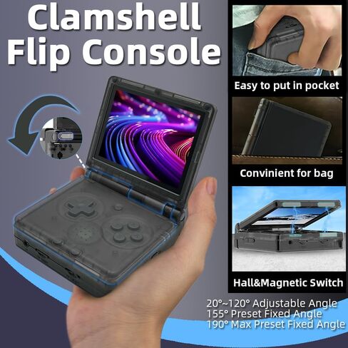 RG35XXSP Handheld Game Console 3.5-in Clamshell Flip Style Console System Silver in Saudi Arabia