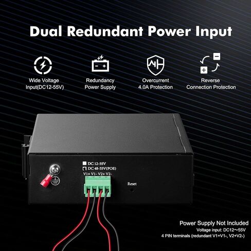 MokerLink 10 Port Poe Industrial Din Rail Switch ، 8 Ports Poe+ 100Mbps IEEE802.3AF/AT ، 1 Gigabit Ethernet و 1 SFP uplink ، VLAN & Extend Mode ، DIN-Reail & Wall Mount in Kuwait