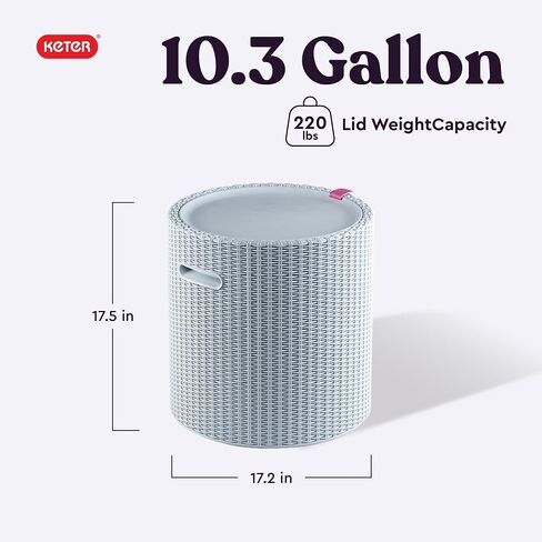 Keter Cool Side Table Cooler 3 في 1 طاولة فناء في الهواء الطلق وتخزين صندوق الجليد ، طاولة حوض استحمام ساخن مثالية ، ديكور وبار فناء في الهواء الطلق ، شريط محمول in Kuwait