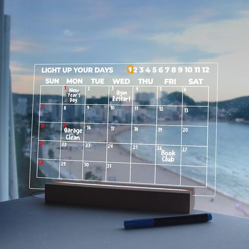 White LED Dry Erase Weekly Planner ، 13x9 ، Light Up Whiteboard الذي يعمل بنظام USB ، يشمل 4 علامات وممحاة ، جدول أسبوعي ، منظم المهام ، مخطط العمل ، مخطط الدراسة in Saudi Arabia
