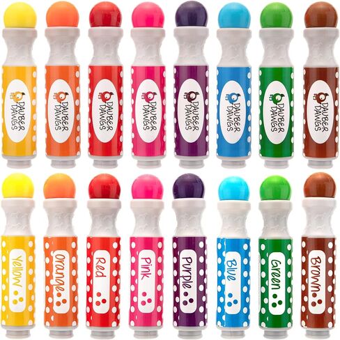 Washable Shimmer & Regular Dot Markers - 16 Pack Downloadable Activity Sheets For Kids, Toddler Art Activities, Preschool Children Arts Crafts Supplies Kit, Bingo Daubers Dabbers Dobbers, Dauber Dawgs in Kuwait