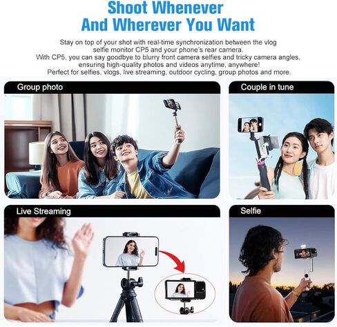 CP5 Phone Vlog Selfie Monitor 1080P FHD 5 inch Touch Screen Video Transmission Rear Camera Monitor for Live Streaming,TikTok,Compatible with iPhone, Magnetic Silicone Case (Dark Blue case) in Saudi Arabia