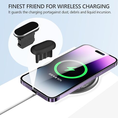 USB C Dust Pluge ، Ailoveteck 4pcs Cover C Cover Cover Cover Captorge Port Protector مع فرشاة التنظيف لـ iPhone 16/15 Plus ، Pro ، Pro Max ، Samsung Galaxy S24-S20 ، جميع أجهزة USB C in Kuwait