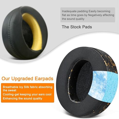 SOULWIT Cooling Gel Earpads Cushions Replacement for Sony MDR-XB950 XB950BT XB950B1 XB950N1 XB950AP Over-Ear Headphones, Ear Pads with Noise Isolation Memory Foam - Black in Saudi Arabia