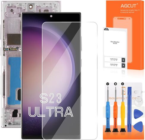 incell for Samsung Galaxy S23 Ultra Screen Replace for Samsung S23 Ultra LCD Display SM-S918B SM-S918U LCD Digitizer Touch Associal مع إطار (إصدار الولايات المتحدة ، بدون بصمة) (Silver) in Saudi Arabia
