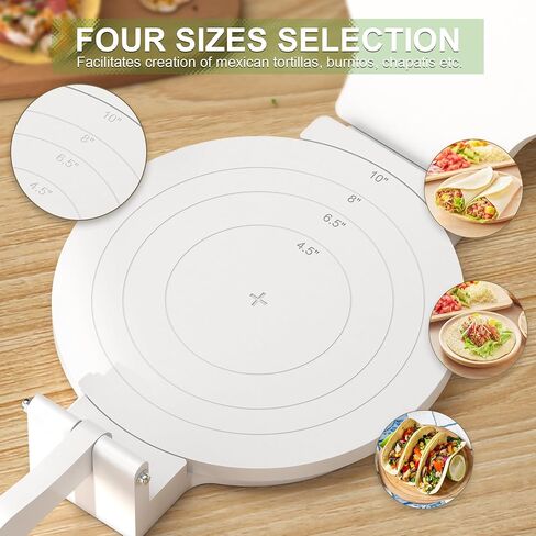 Bamboo Tortilla Press 10 inch Quesadilla Maker Wooden Corn Tortilla Maker Rotatable Roti Maker with 50Pcs Parchment Paper & Dough Cutter for Flour Mexican Taco Pataconera Dough Press (4.5"-10") in Kuwait