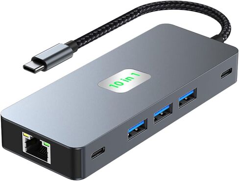 USB C to Dual HDMI Docking Station, USB C to Dual HDMI(4K@30Hz) Multiport Adapter, Type C Hub with 2 HDMI, 100W PD, USB C Data, 3 USB3.0, All in one for Dell HP MacBook Laptop (7 in 1 2HDMI+3USB3.0 in Saudi Arabia