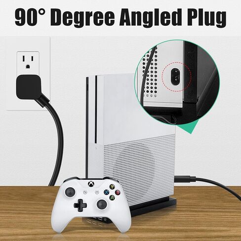 Agvee 5ft-AC سلك طاقة لـ Xbox One S ، Xbox One X ، Xbox Series X/S استبدال لوحات المفاتيح النحيفة ، 90 درجة من الزوايا 18AWG ETL مدرج كابل الطاقة 2-شرق ، أسود in Saudi Arabia