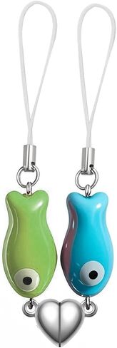 Agromusk Matching Phone Charms,Cute Ceramic Fish Matchaing Keychains Heart Strap Matching Couples Stuff Valentines Day Gifts in Kuwait
