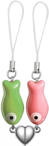 Agromusk Matching Phone Charms,Cute Ceramic Fish Matchaing Keychains Heart Strap Matching Couples Stuff Valentines Day Gifts in Kuwait