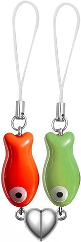 Agromusk Matching Phone Charms,Cute Ceramic Fish Matchaing Keychains Heart Strap Matching Couples Stuff Valentines Day Gifts in Kuwait