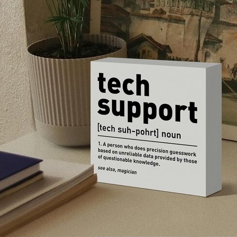 Funny Tech Support Gifts for Women Men, It Support Engineer Computer Programmer Christmas Birthday Gifts IT Office Cubicle Desk Decor Wooden Sign, Checklist Before You Ask in Saudi Arabia