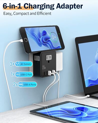 UK & European Travel Plug Adapter - Fast Charger for iPhone iPad 20W PD USB C & Quick Charge QC 3.0, 2500W Power Adaptor 3 US Outlets American to EU Europe Italy France Travel Essentials Accessories in Saudi Arabia
