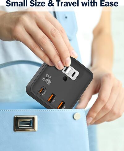 UK & European Travel Plug Adapter - Fast Charger for iPhone iPad 20W PD USB C & Quick Charge QC 3.0, 2500W Power Adaptor 3 US Outlets American to EU Europe Italy France Travel Essentials Accessories in Saudi Arabia