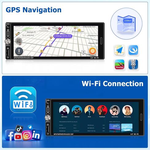 [2+32G] Android 13 Wireless Carplay&Android Auto Single Din Car Stereo, 6.9" Touch Screen with Bluetooth, Car Radio Backup Camera, Radio with Mirrorlink/GPS Navigation/WiFi/FM/RDS/USB/Type-C in Saudi Arabia