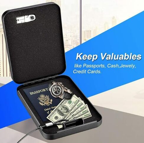 Heavy-Duty Portable Gun Safe for Handguns - Compact Lock Box with Biometric Entry | Car, Nightstand & Travel Ready | Carbon Steel Security Case Black in Saudi Arabia