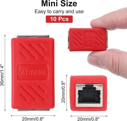 MECCANIXITY 10 Pack RJ45 Ethernet Coupler, Female to Female Cat6 Coupler Ethernet Extension Adapter Network Connector for Cat8/Cat7/Cat6/Cat5e/Cat5,Green in Saudi Arabia