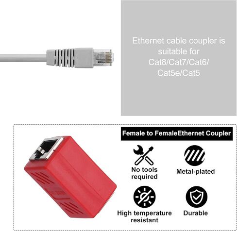 MECCANIXITY 10 Pack RJ45 Ethernet Coupler, Female to Female Cat6 Coupler Ethernet Extension Adapter Network Connector for Cat8/Cat7/Cat6/Cat5e/Cat5,Green in Saudi Arabia