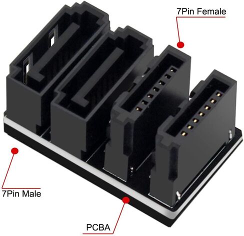 xiwai SATA 7Pin Female to 7Pin Male Vertical 90 Degree Angled Adapter Dual Port Low Profile for Desktops SSD HDD Mainboard Motherboard in Saudi Arabia
