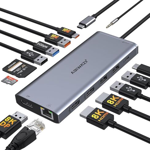 USB C Adapter HDMI USB Multiport Hub,8 in 2 Accessories with 4K@60hz HDMI,Thunderbolt 3,USB C and 3 USB A 3.0 Data Ports SD TF Card Reader, Audio (Grey) in Saudi Arabia