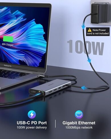 USB C Adapter HDMI USB Multiport Hub,8 in 2 Accessories with 4K@60hz HDMI,Thunderbolt 3,USB C and 3 USB A 3.0 Data Ports SD TF Card Reader, Audio (Grey) in Saudi Arabia