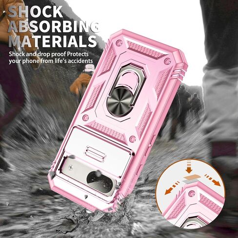 Case for Google Pixel 9A with Camera Cover & Magnetic Kickstand [2 Screen Protector],Military Shockproof Case for Google Pixel 9A 2025,Pink in Saudi Arabia