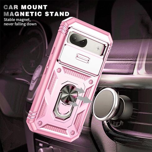 Case for Google Pixel 9A with Camera Cover & Magnetic Kickstand [2 Screen Protector],Military Shockproof Case for Google Pixel 9A 2025,Pink in Saudi Arabia