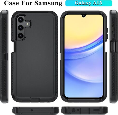 Qinmay Phone Case for Samsung Galaxy A16 5G Case with HD Screen Protector, Heavy Duty Shockproof & Dropproof 3-Layer Cover Phone Case for Galaxy A16,WineRedPink in Kuwait
