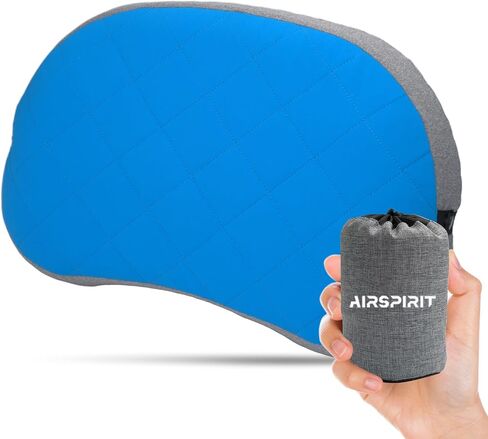 Ultralight Camping Pillow Inflatable with Removable Washable Cover, Compact Travel Pillow for Neck Support, Hiking, Backpacking, Office, Airplane, Car & Beach - Adjustable Firmness(Grey) in Saudi Arabia